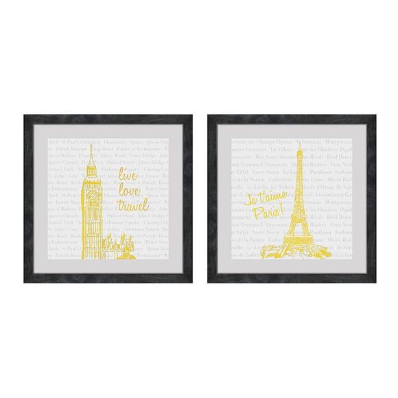 2 Pc. Live Love Travel Foiled Eiffel Tower/Big Ben Wall Hanging Set - Picture 6 of 6